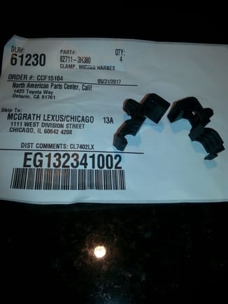 Images of new parts and part number. McGrath Lexus assisted with sorting out part number