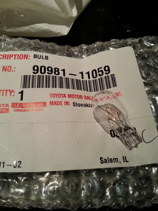 Replacement bulbs from Lexus "Made In Slovakia"