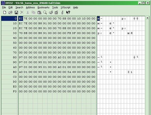 memory dump of immobilizer system's memory chip