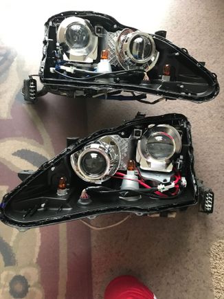 Retrofit in process. Double projectors with double switch back halos and blacked out housing. Waiting for the halos to come in then will be painted 👍🏻