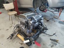 Supercharger on with 1/2" ZZP spacer plat with 1/8" NPT for my meth/water nozzles.