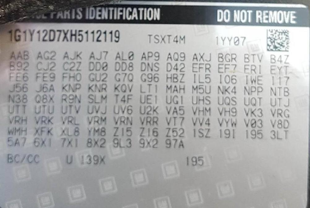 Grand Sport Manufacturer Code Question CorvetteForum Chevrolet