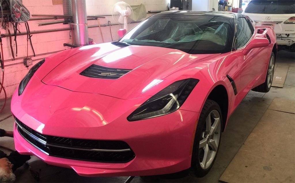 She has every generation of Corvette painted pink. 