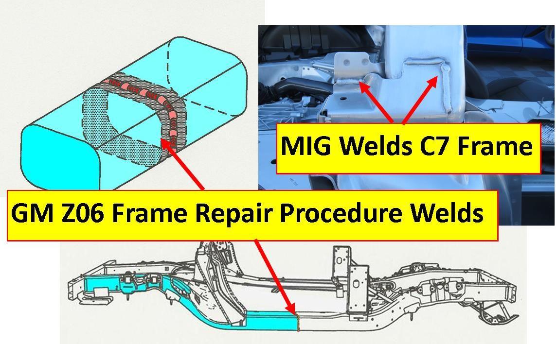 C6 Z06 aluminum frame required purchasing one piece frame rail, cutting needed section and welding into good section of damaged frame.