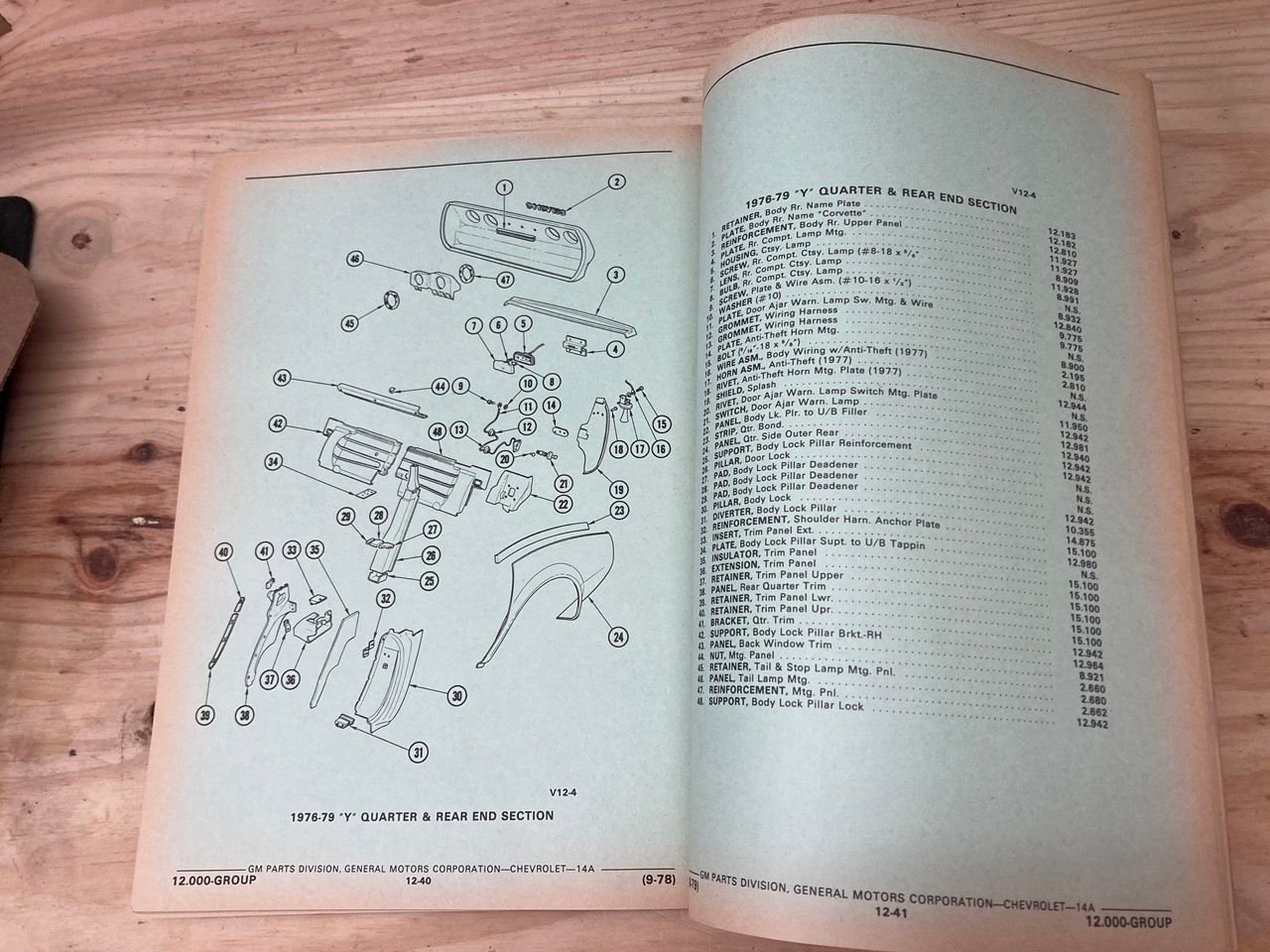 FS (For Sale) Chevrolet Corvette Parts Catalog and Illustration Catalog