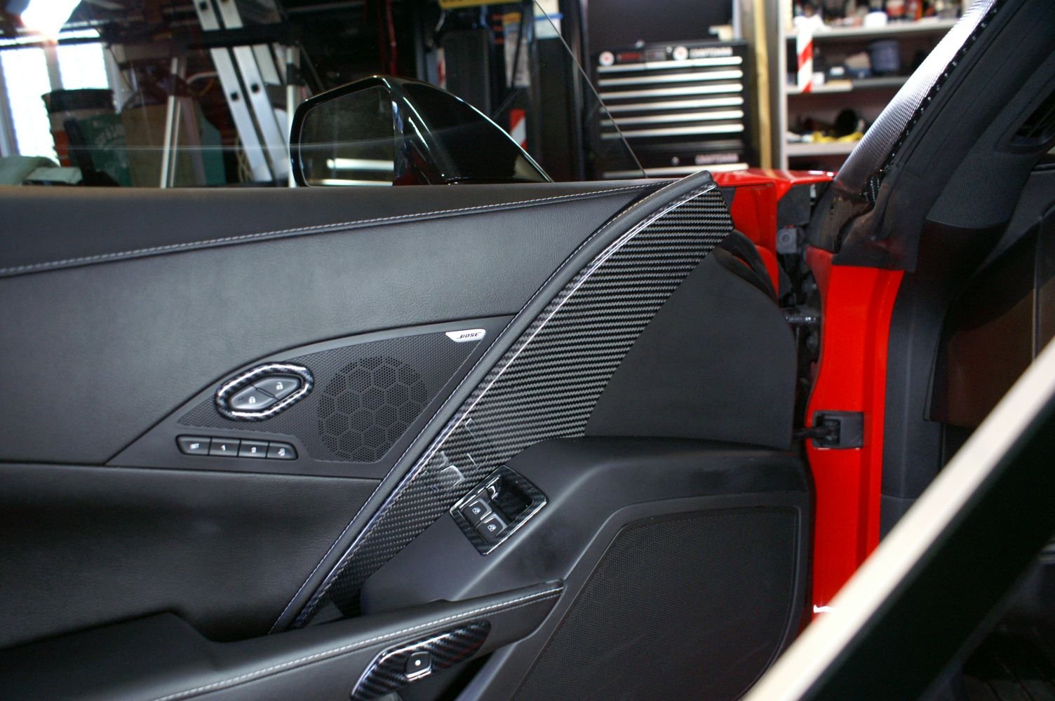 Added carbon fiber door panel piece CorvetteForum Chevrolet