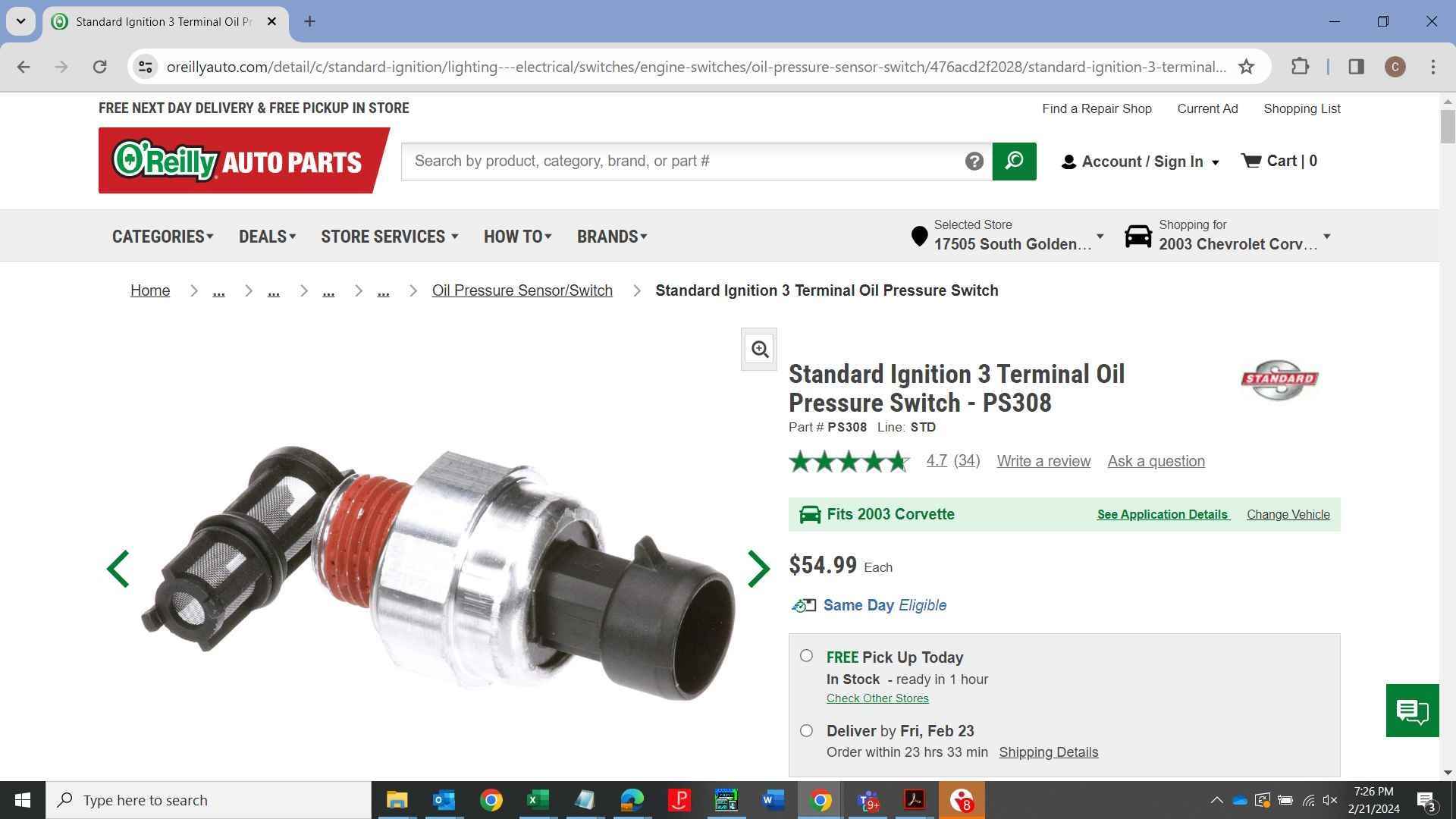 C5 oil pressure sender/switch, which one/source? OReilly's and RockAuto