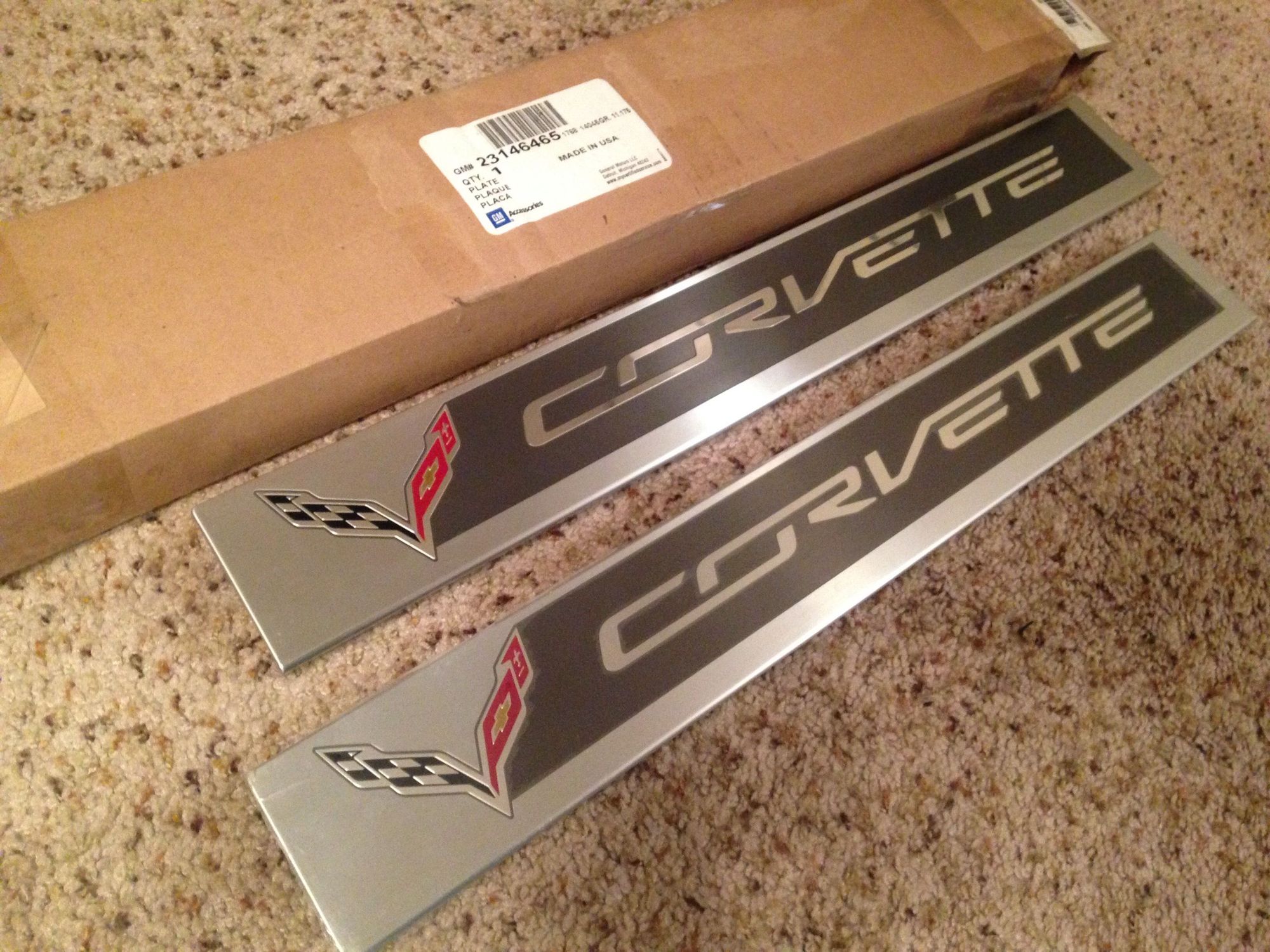 SOLD OEM C7 "Corvette" logo door sill platesfits ALL C7's Stingray