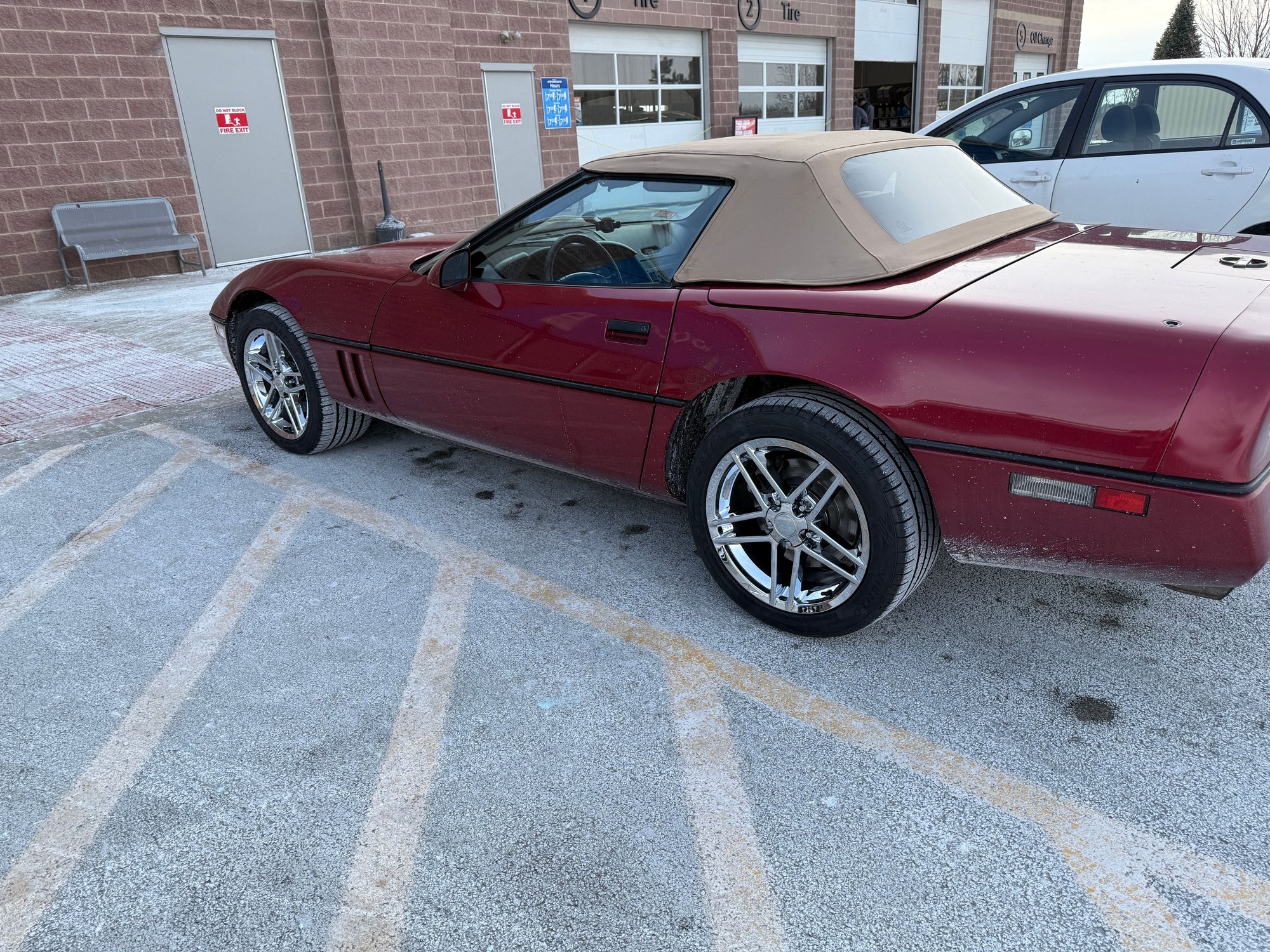 The new wheels and tires. 