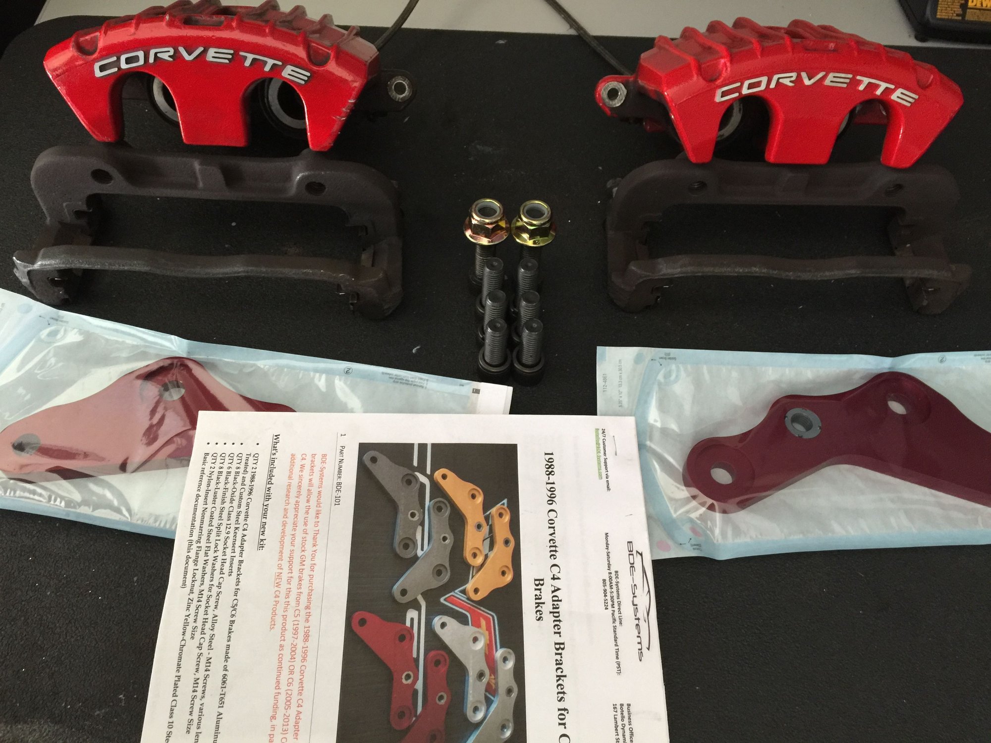 C4 to C5 brake kit Calipers, SS hoses, Brackets, Instructions
