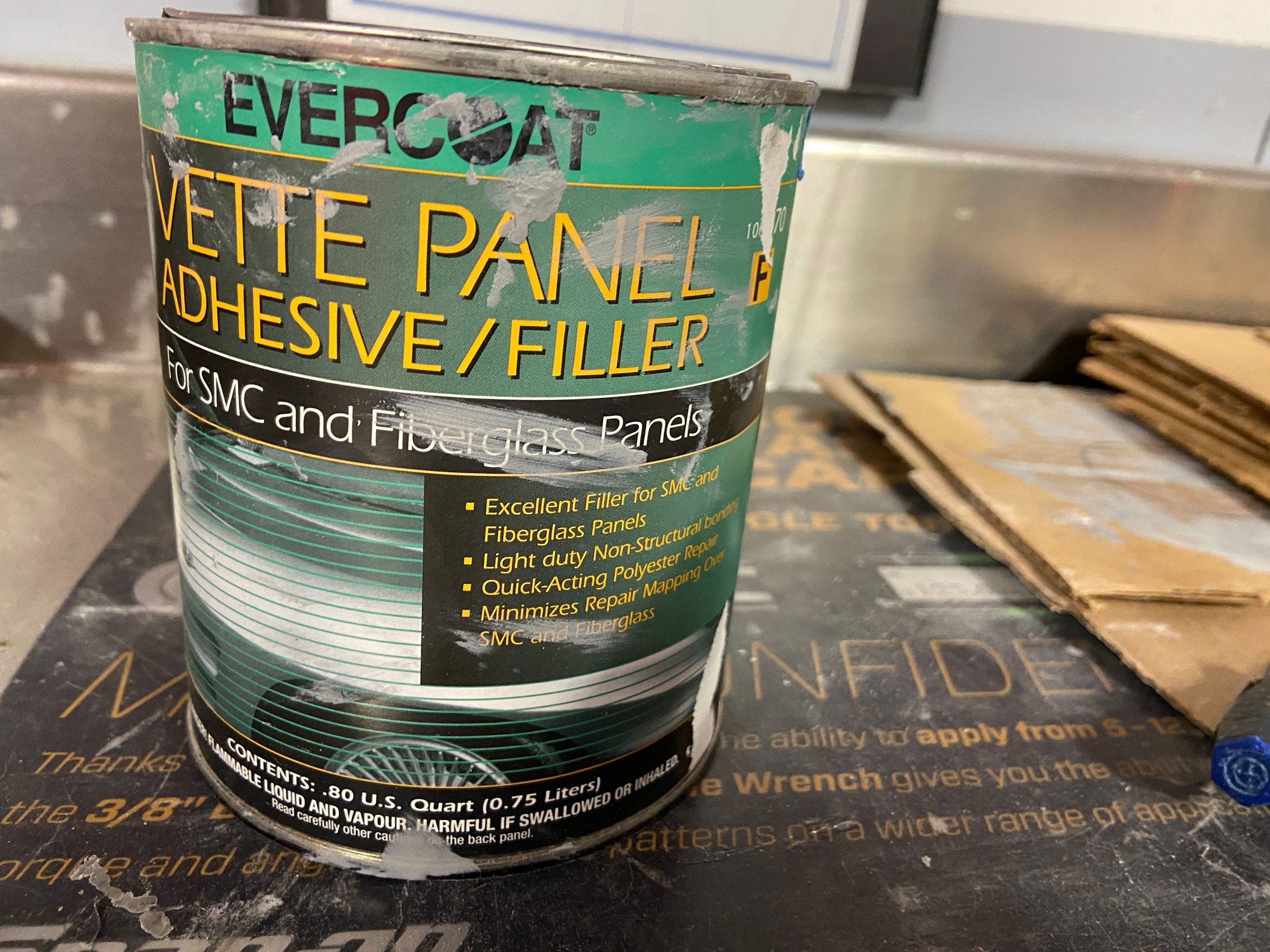 I probably will use 2 quarts of this, mostly on the fitting of the bumpers. Fleabay prices around $95/qt