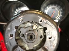 The painted metal collar that the steering wheel mounts to must be horizontal o the steering wheel spokes are level