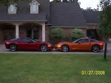 Nose to nose with my buddies Crystal Red coupe