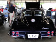 Tony Parella's beautiful 1963 coupe in garage at Watkins Glen - 2018