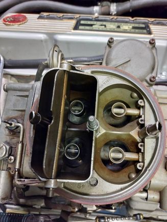 3367 air bleeds for primary and secondary bores are inside the throttle bore