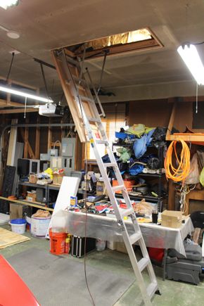 10 foot insulated attic ladder installed. Tough lifting that all alone, used pulleys.