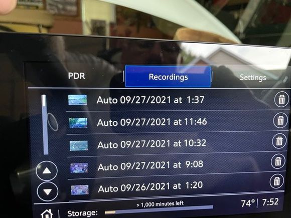 List of recordings comes up.  See the little trash can symbols?  Touch that to delete the recording.