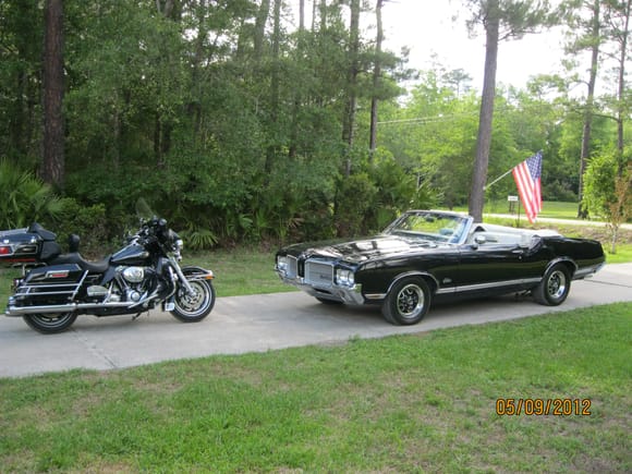 1971 Olds Cutlass and 2008 Ultra Classic Harley with 99,000 miles