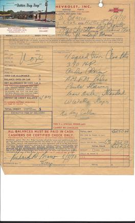 Order sheet with salesman's business card