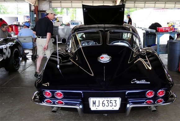 Tony Parella's beautiful 1963 coupe in garage at Watkins Glen - 2018