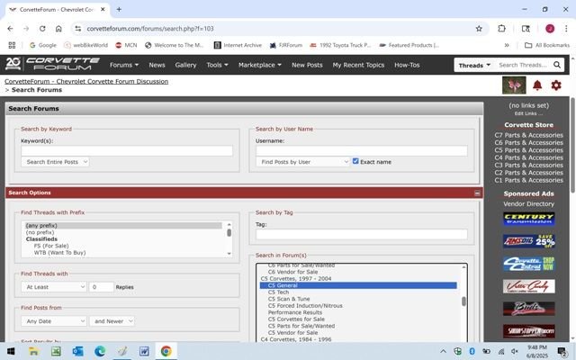 Enter search terms and criteria, then scroll to expose 