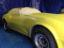first coat of base coat DuPont cromabase 56l bright yellow