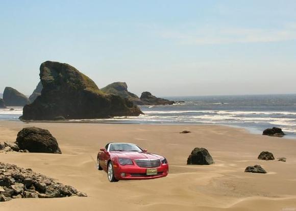 beach cross scene