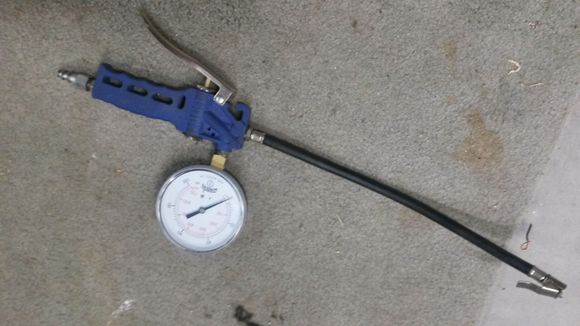 If you get a gauge at harbor freight, the gauge is small and hard to really read, get a nice big one on ebay that is in the range you want, this one was 0-100 psi