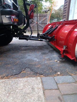 Plow angled down