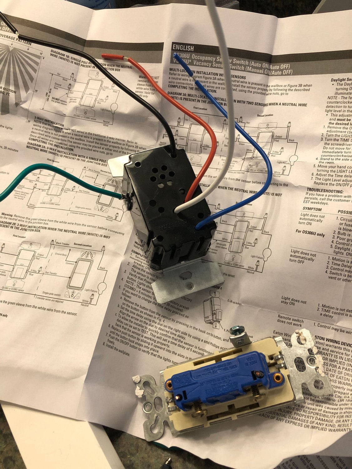 Swapping a motion sensor switch for a dead end light switch