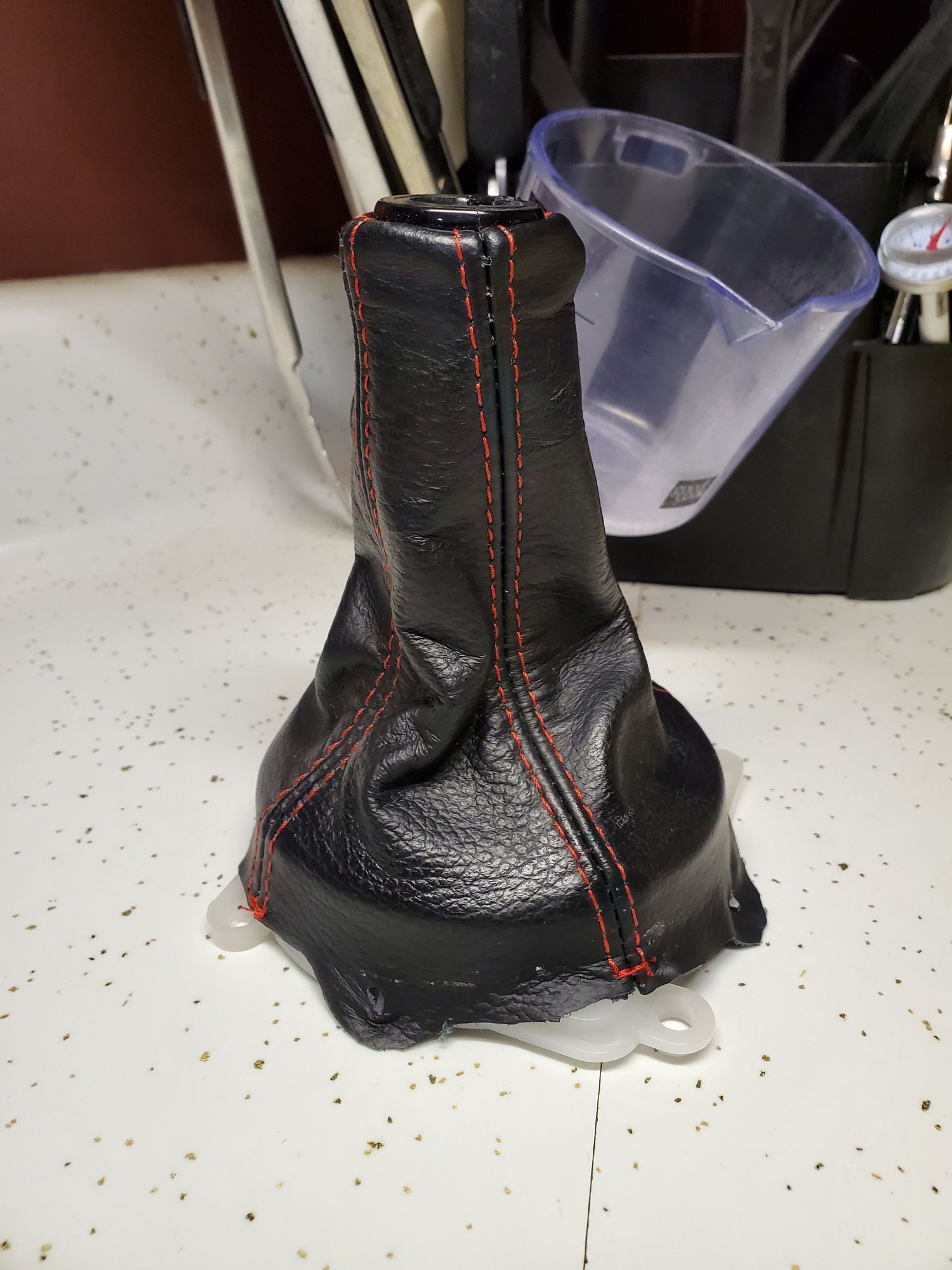 Interior/Upholstery - Red stitched shift boot - Used - 2003 to 2006 Mitsubishi Lancer Evolution - St James, MN 56081, United States