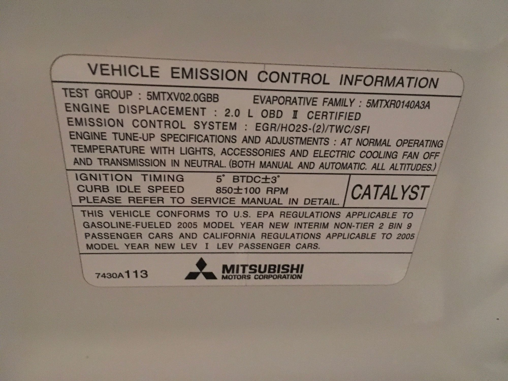 Underhood decals/stickers EvolutionM Mitsubishi Lancer and Lancer