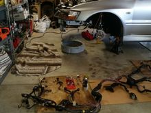 Wiring pulled back through into cabin, ACD pump/line removed from car.