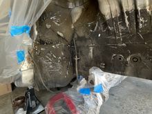 basically all i was able to remove by hand with sanding and a paint scraper.