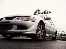 My EVO VIII, missing the front lower airdam thanks to a cone!