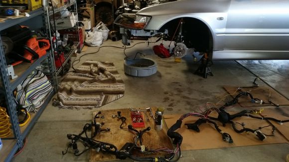 Wiring pulled back through into cabin, ACD pump/line removed from car.