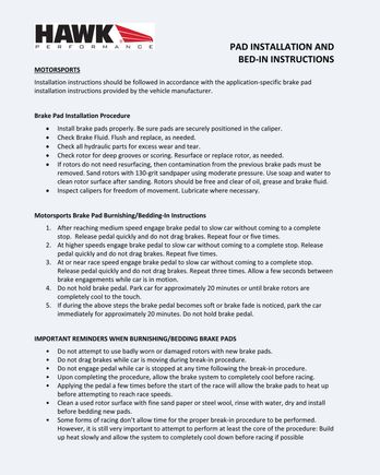 ^Track pad bed-in procedure.