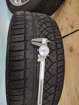 Tread depth measured in middle of tire