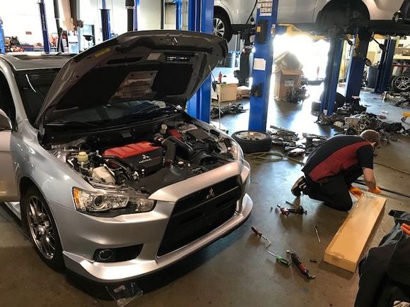 Engine appearance package being fitted.