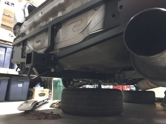 Primary load path starts at the rear subframe and ties to the OEM rear tow point. A new tow point has been added.