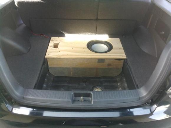 Custom sub box for the boot.  Not covered in carpet yet