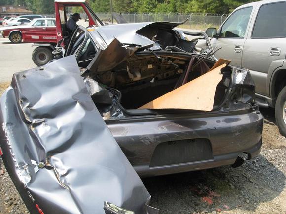 trunk was crushed, evo wing shattered!