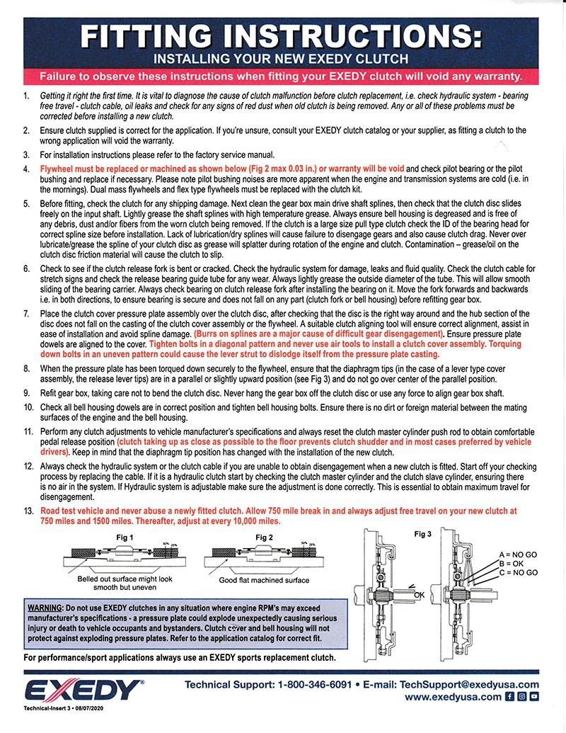 ^ Exedy included 3 pages of fitting instructions in the box. This is page 2.