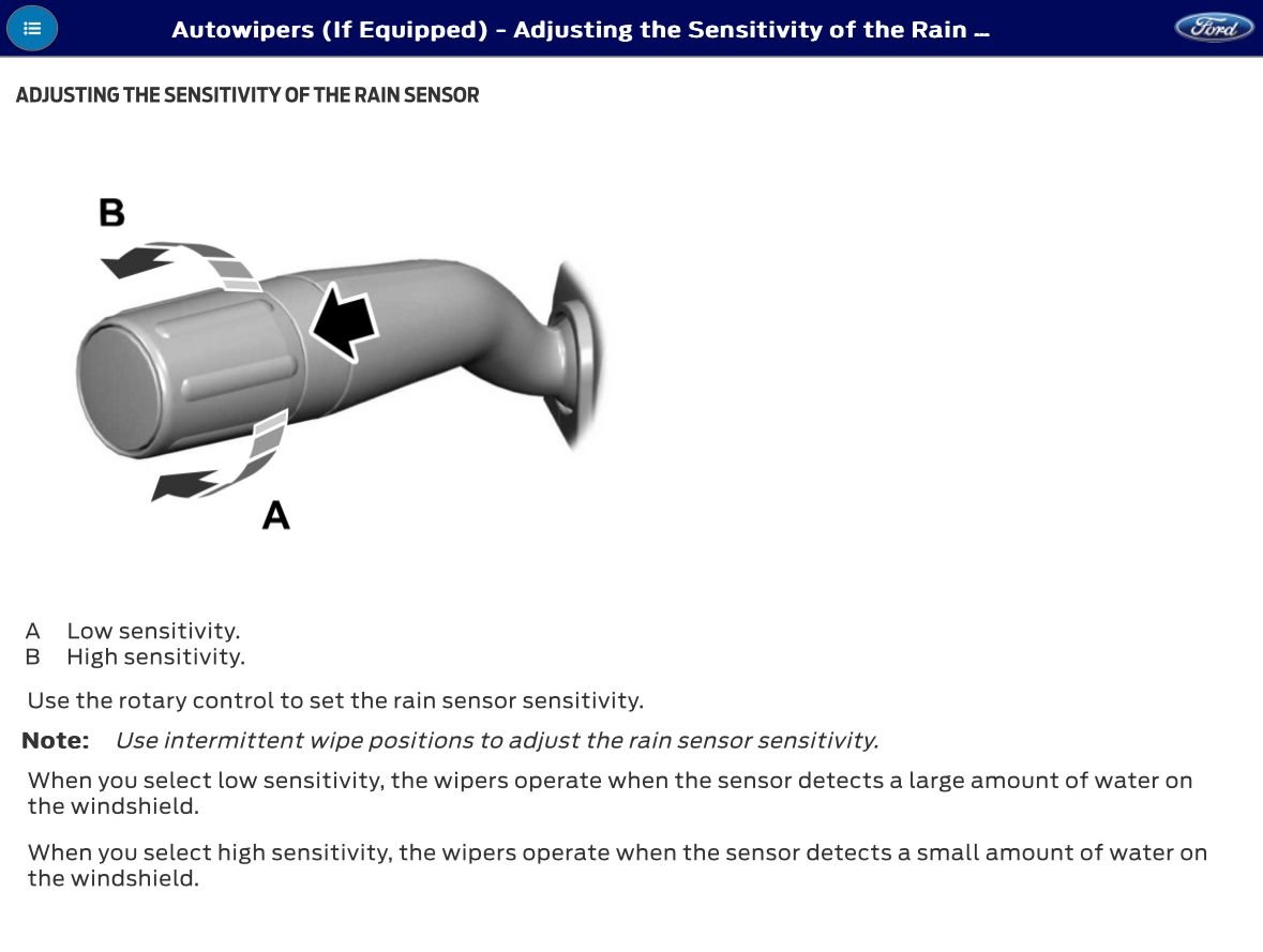 Can someone explain the rain sensing wipers Ford F150 Forum
