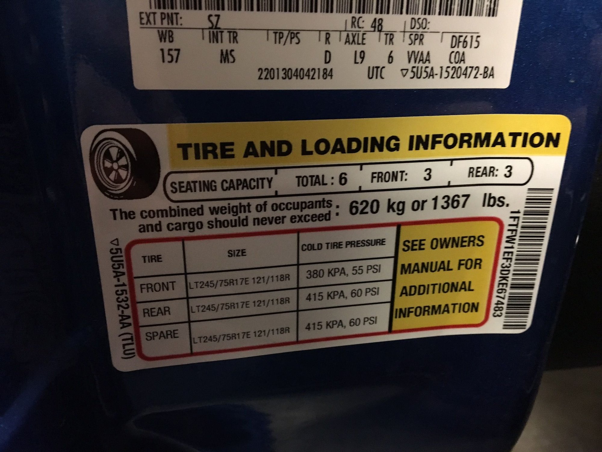 Tire Pressure For Ford F150