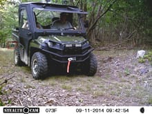 My sister and I making the rounds, checking trail cams.