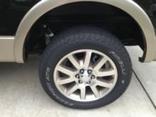 Wheel and Tires Image 
Stock aluminum wheels with painted pockets, rear wheel well liners.