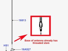 Antenna on the Ford Parts site that shows the replacement antenna w/ a threaded stem to screw into the base.