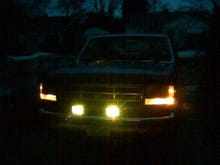 night shot of lights on bumper