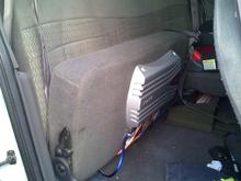 sony 4ch amp runs all door speakers mounted under rear seat